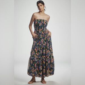 Anthropologie The Somerset Strapless  Floral Maxi Dress Size medium